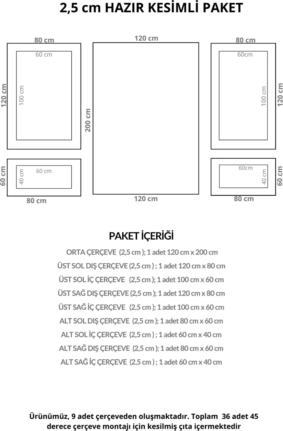 Boyanabilir Dekoratif Modern Hazır Kesim 2.5 cm Duvar Çıtası