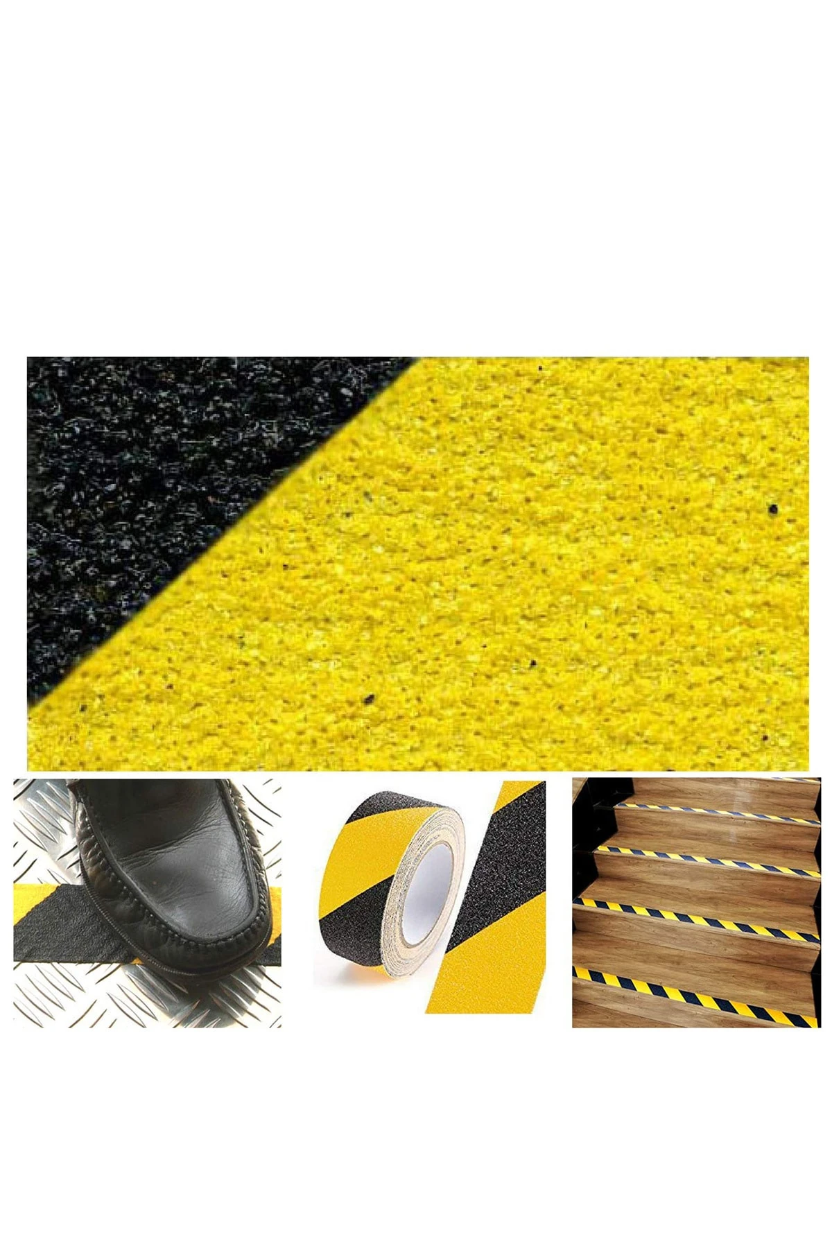 Sarı Siyah Merdiven Ve Zemin Kaymaz Kaydırmaz Bant (50MMX25M) (HENKEL YAPIŞTIRICILI)
