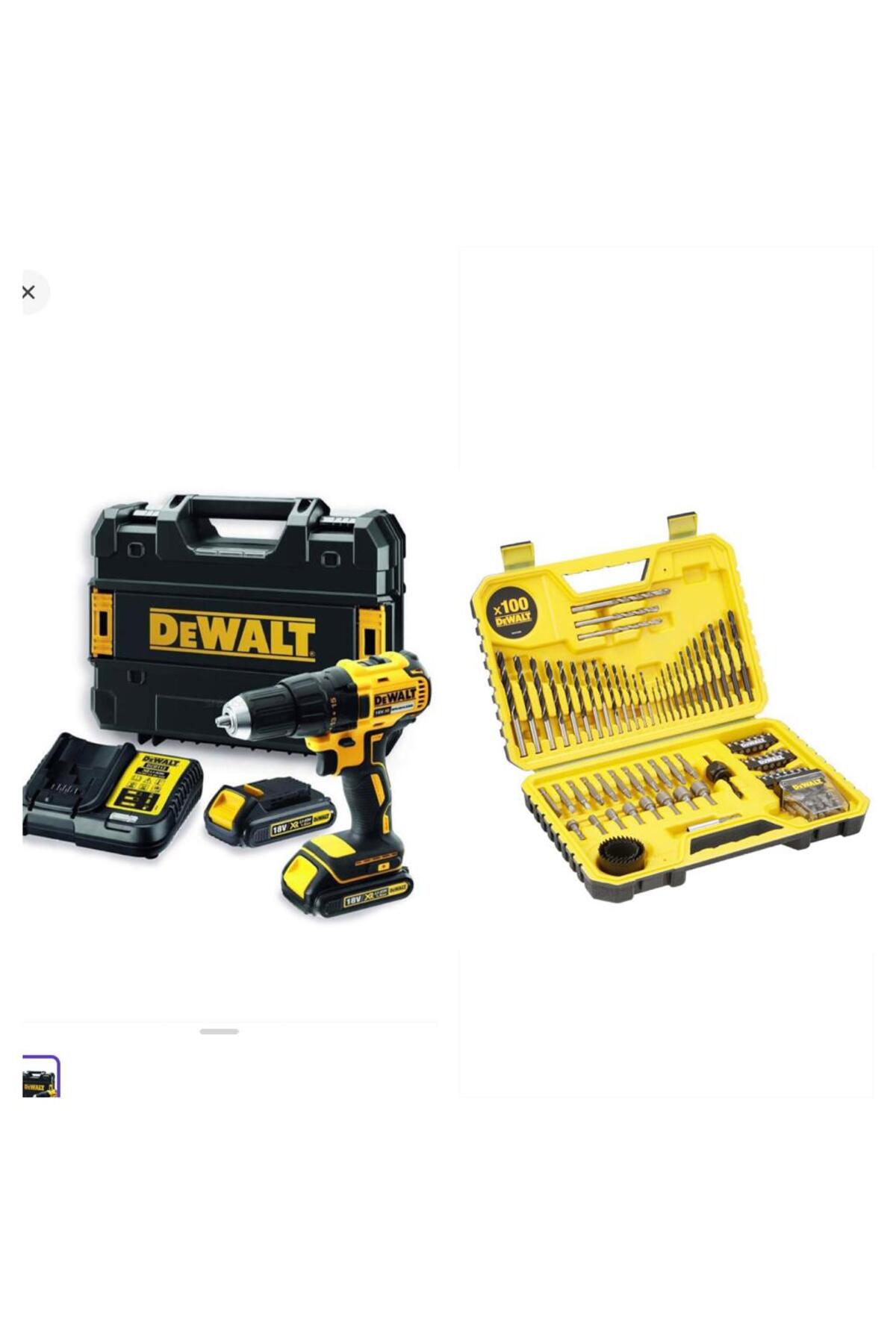 DEWALT DCD777S2T-QW AKÜLÜ KÖMÜRSÜZ DARBESİZ VİDALAMA + DEWALT DT71563-QZ 100 PARÇA SET