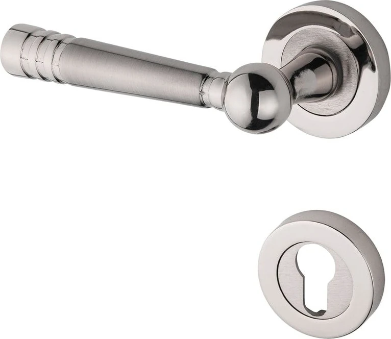 Osmanlı Rozetli Nikel Saten Çelik Kapı Kolu Yale Sol Basar Tek Yön