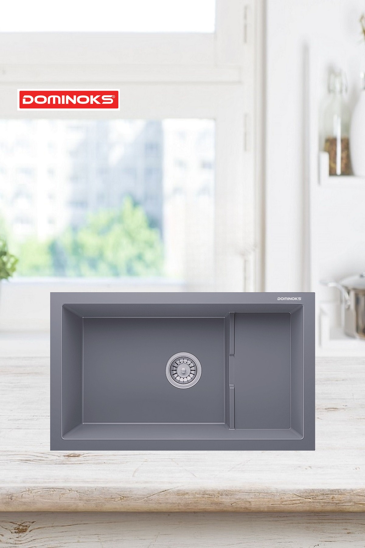 Oka77 Gri 46 x 77 CM Tezgah Altı Granit Evye