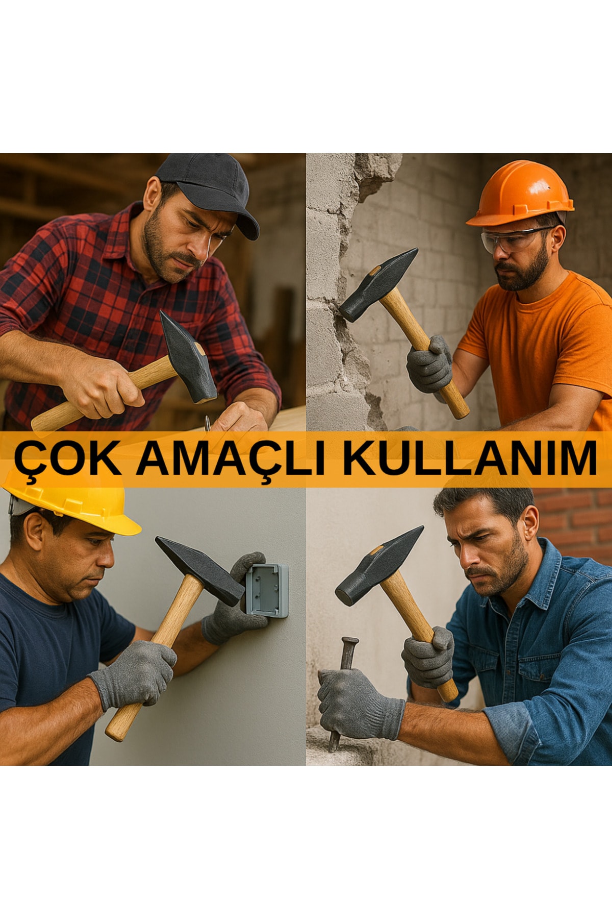5kg Balyoz Başlığı Çelik Uçlu Sivri Yassı Çift Taraflı Profesyonel Yıkım İnşaat Şantiye Sanayi