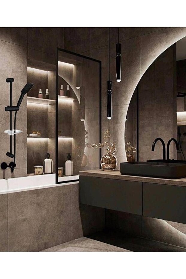 Tiera Hareketli Sürgülü Banyo Duş Seti Mat Siyah ( Duş Seti) 102146029C1