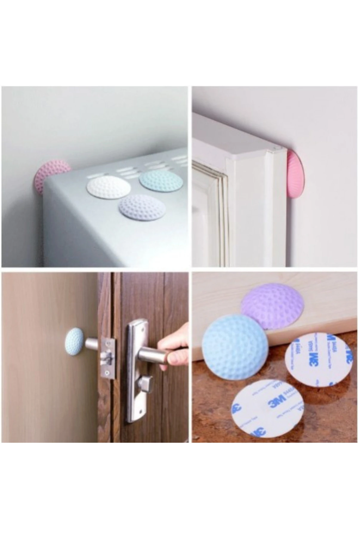4 Adet Kendinden Yapışkanlı Çok Amaçlı Kapı Mobilya Arkası Duvar Koruyucu Silikon Tampon