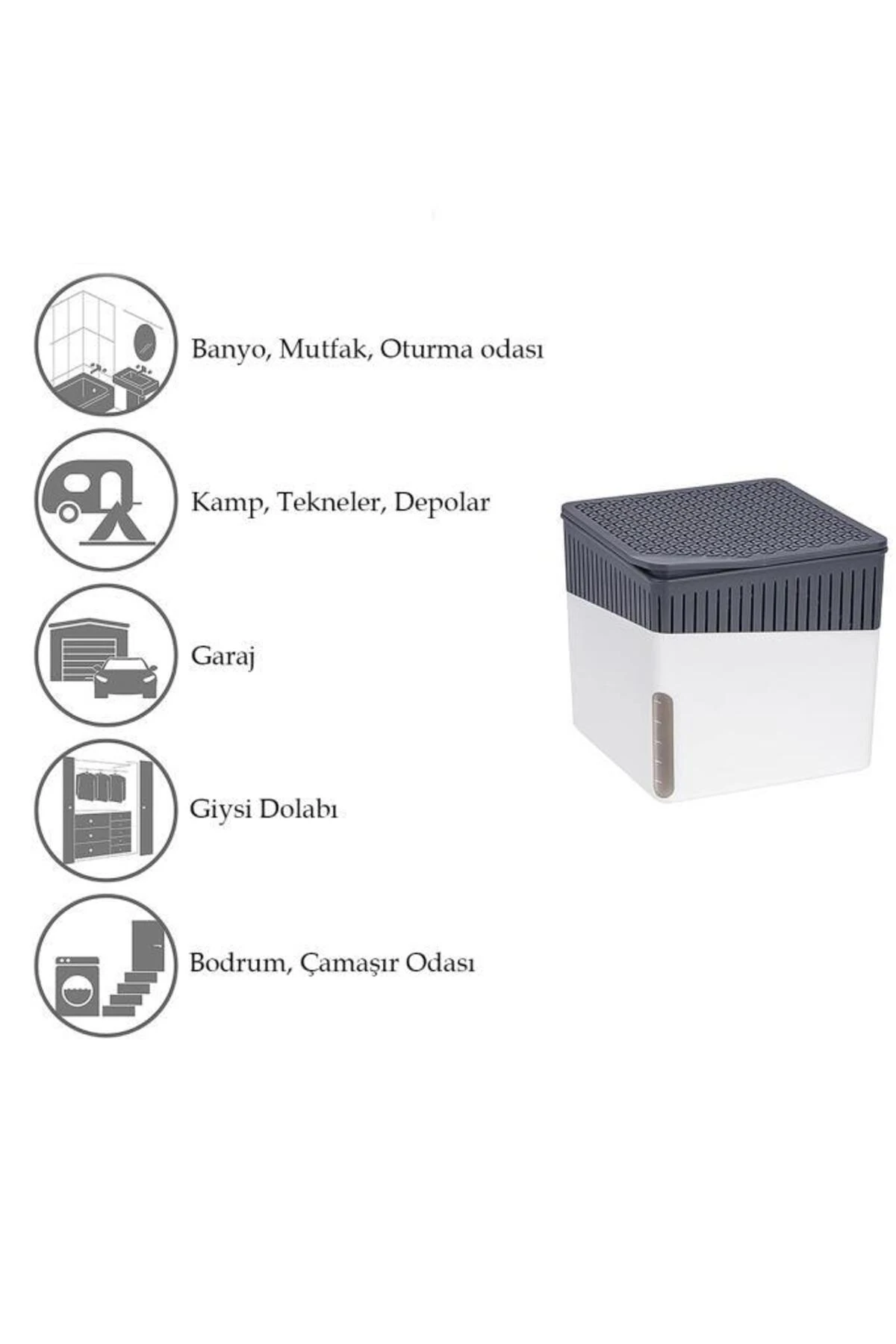 Beyaz, Naturel Kare - Nem Alıcı Rutubet Giderici Aparat + Tablet (500 Gram)