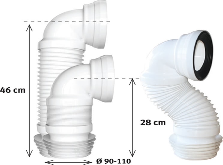 YT69 Dirsekli Körüklü Klozet Gider Borusu-Klozet Pis Su Gideri Akardiyon Borusu Kada