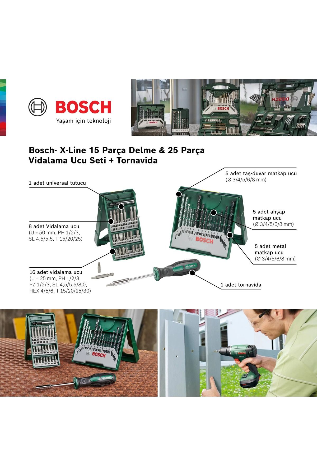 BOSCH Gsr 185 Li Tek Akülü Kömürsüz Matkap Vidalama Profesyonel Darbeli Şarjlı Matkap