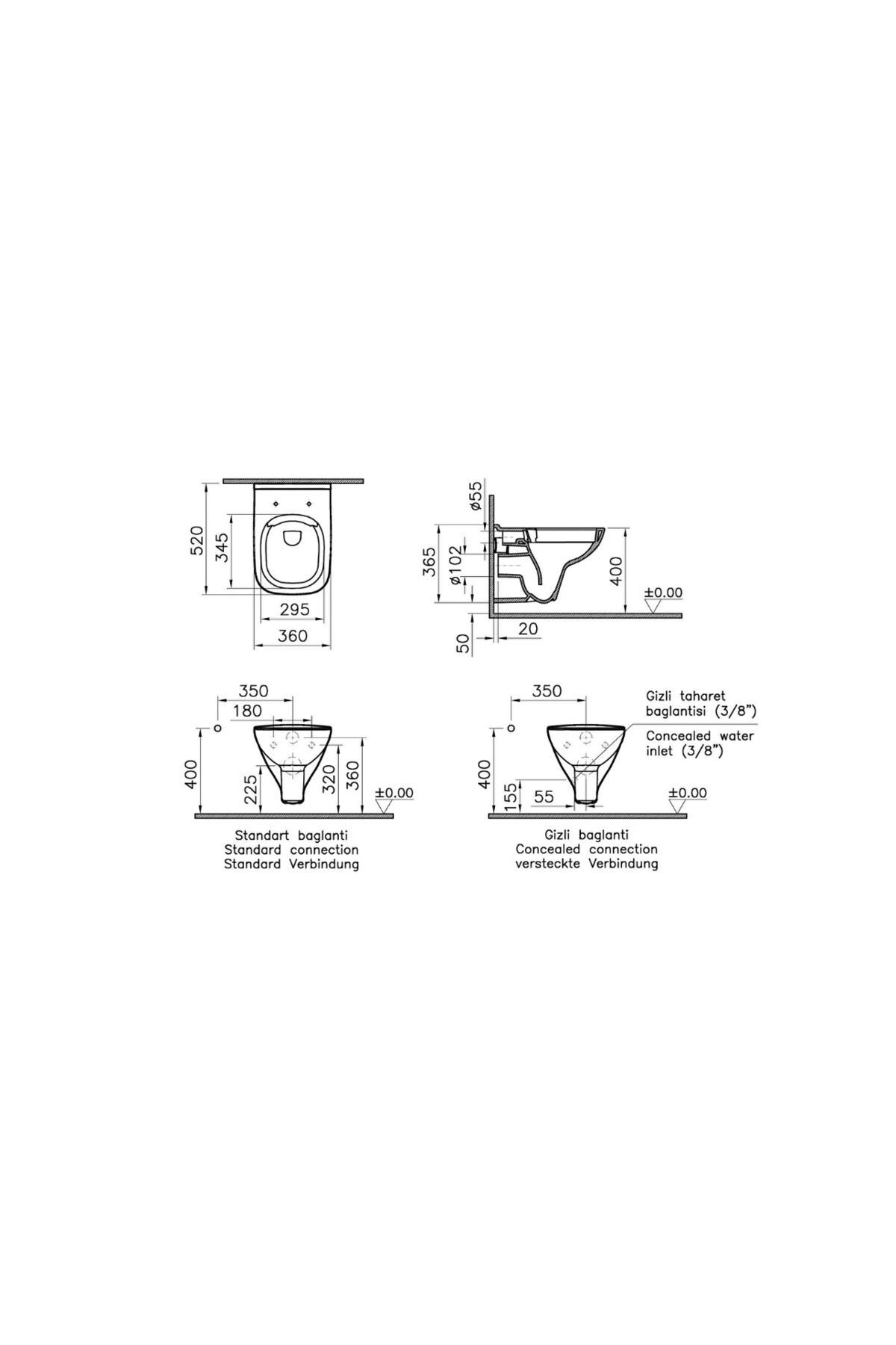 S20 Smooth Flush Asma Klozet 7508L003-0850, Vitra S20 Soft Klozet Kapağı 147-003-909