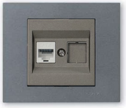 Grano Metalik Cat6 RJ45 Prizi Antrasit + Füme Çerçeve