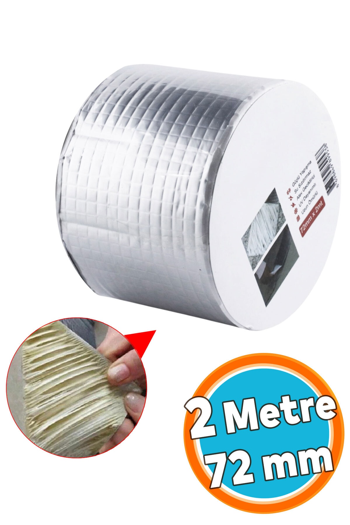 OZKUVVET İzolasyon Ses Su Yalıtım Tamir Çamur Bant Çatı Sakız Bandı Gri 72 mm x 2 Metre 1 Adet