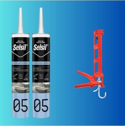 Küf Tutmaz Kararmaz Mutfak ve Banyo Silikonu Beyaz + Silikon Tabancası