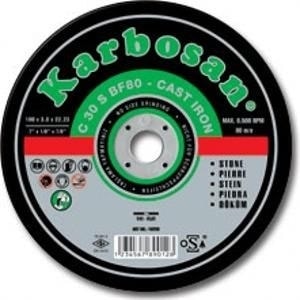 KARBOSAN Döküm Kesme Taşı C 30 S Bf80 - Cast Iron 180X3.0X22.23 Mm