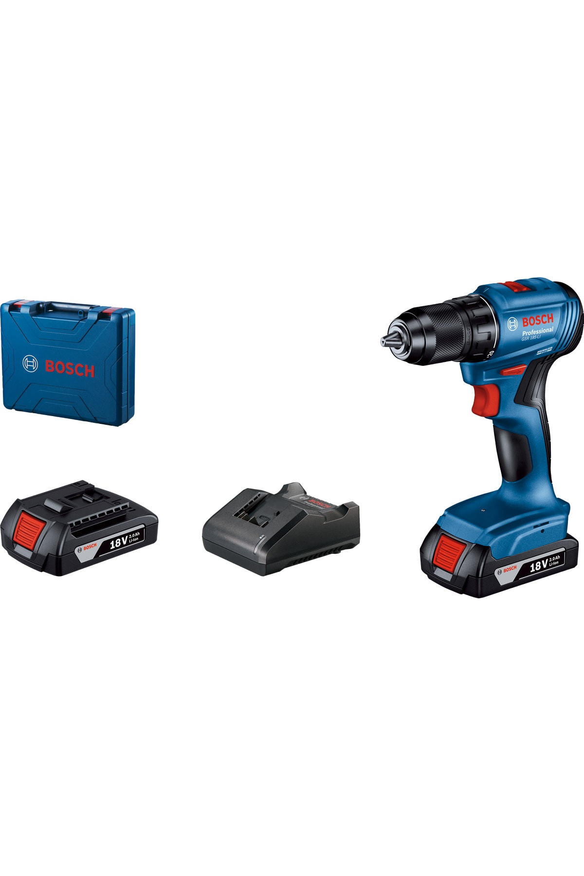 BOSCH Professional GSR 185 LI Akülü Delme Vidalama Mak. 2 x 2.0 Ah; Case
