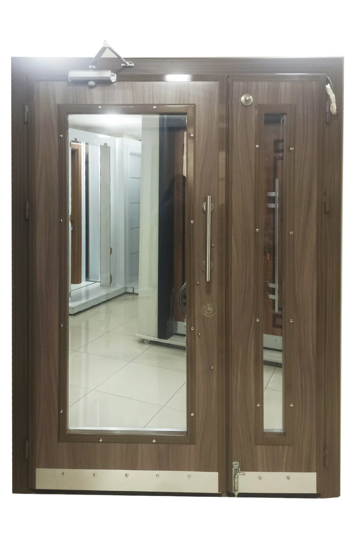 Çelik Kapı Fiyatları Eskitme Model Apartman Giriş Kapısı, Dış Mekan Çelik Kapı Sol Açılım