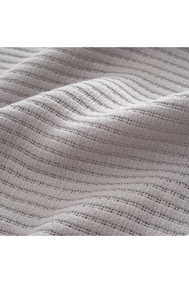 Alessa Çift Kişilik Pike Takımı %100 Organik Pamuk Jakarlı Gri 220x240 Cm
