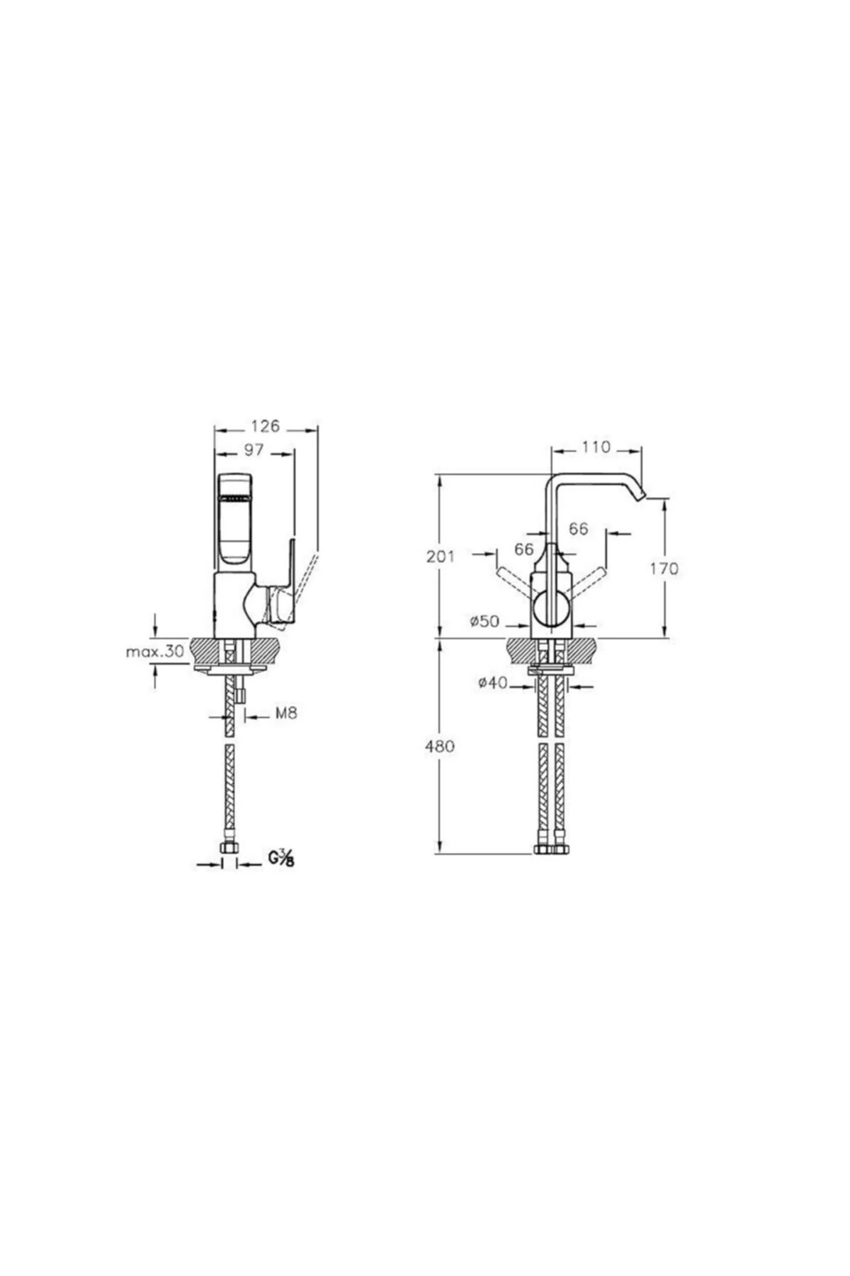 A4246923 Suıt U Yüksek Lavabo Bataryası,altın