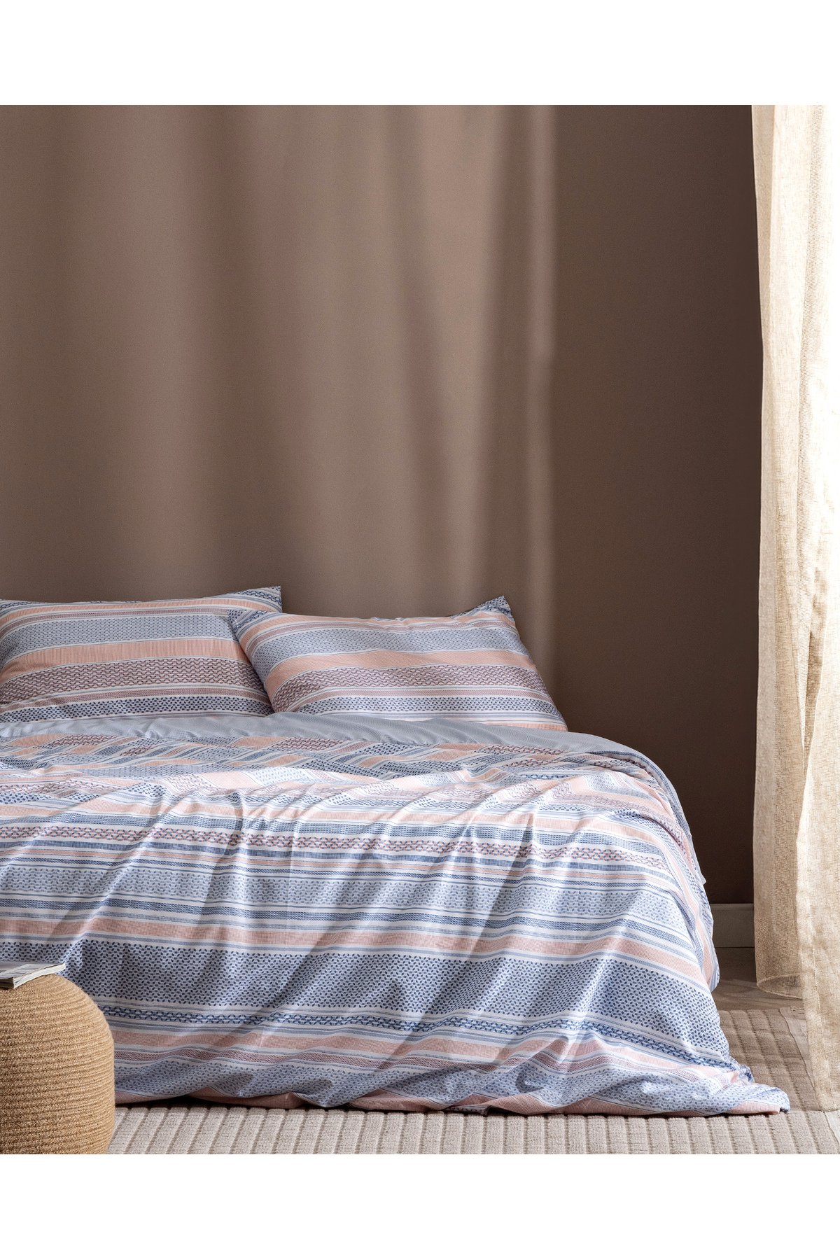 Favor King Size %100 Pamuk Ranforce Baskılı Nevresim Takımı - Mavi