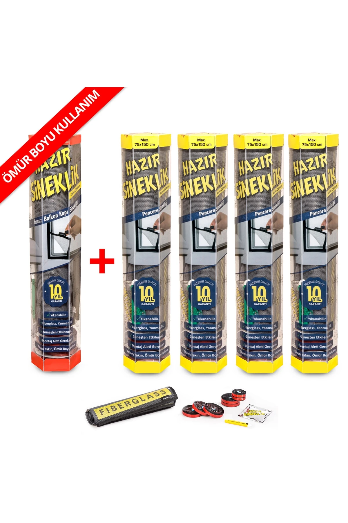 Hazır Sineklik 4 Pencere + 1 Kapı | 5 Li Paket