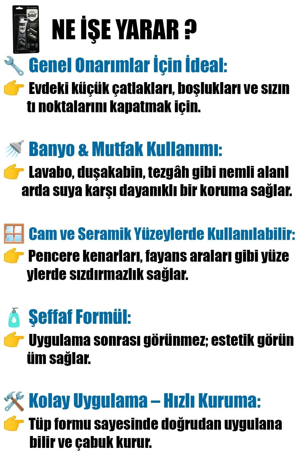 🛠️SELSİL-2550 ŞEFFAF GENEL AMAÇLI TÜP SİLİKON