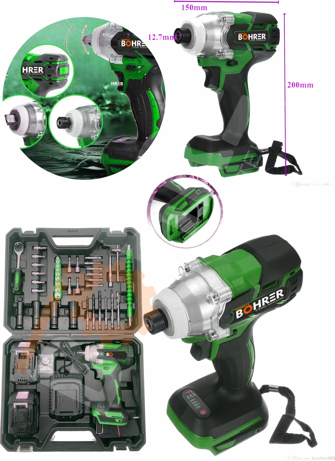 Brushless Çift Akülü 5000 Mah 58 Vf Bijon-Somun Sökme Vidalama Cırcırlı Full Matkap Seti