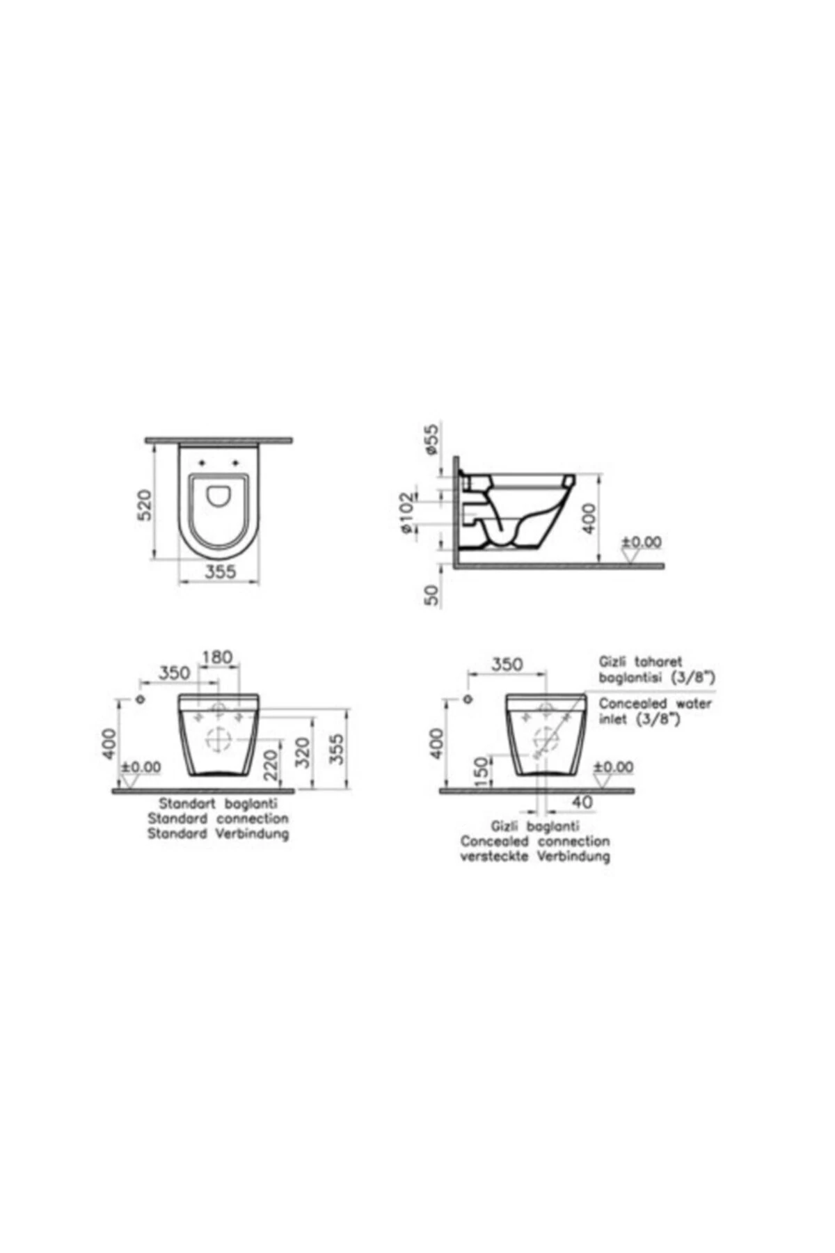 S50 Asma Klozet (5618l003-0850)+ Klozet Kapağı (101003009)