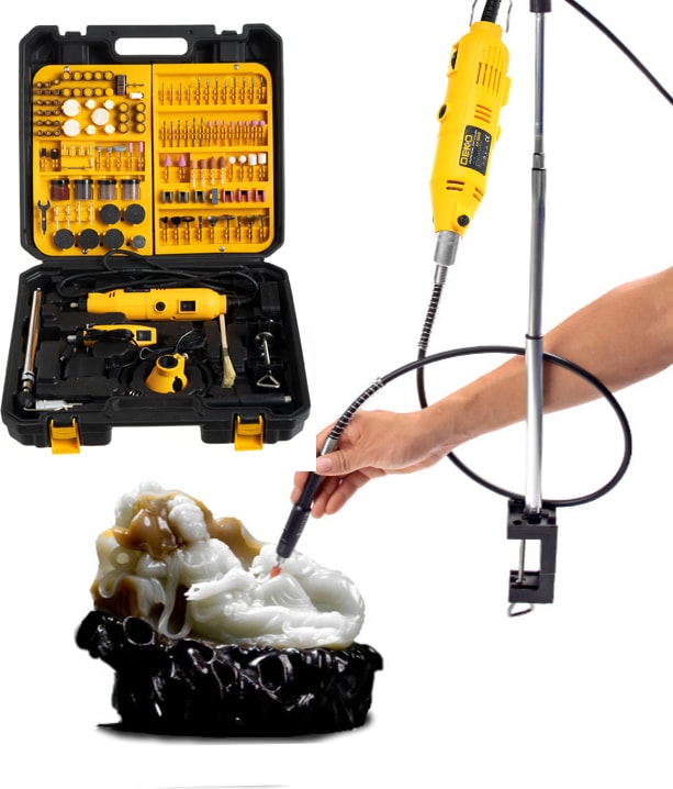 Sweden Style DKT462 462 Parça 500W Devir Ayarlı Çift Adet Gravür Oyma Makinesi Taşlama Zımpara Set