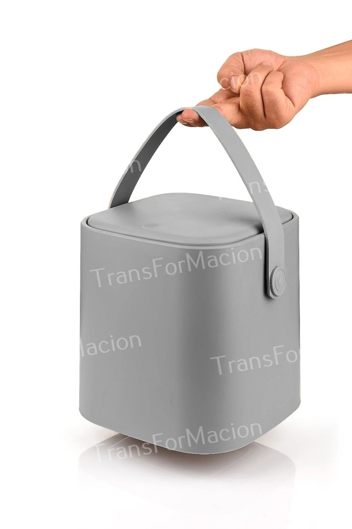 Tutma Saplı Iç Kovalı Tezgah Üst Mutfak Çöp Kovası 4 Lt - Gri