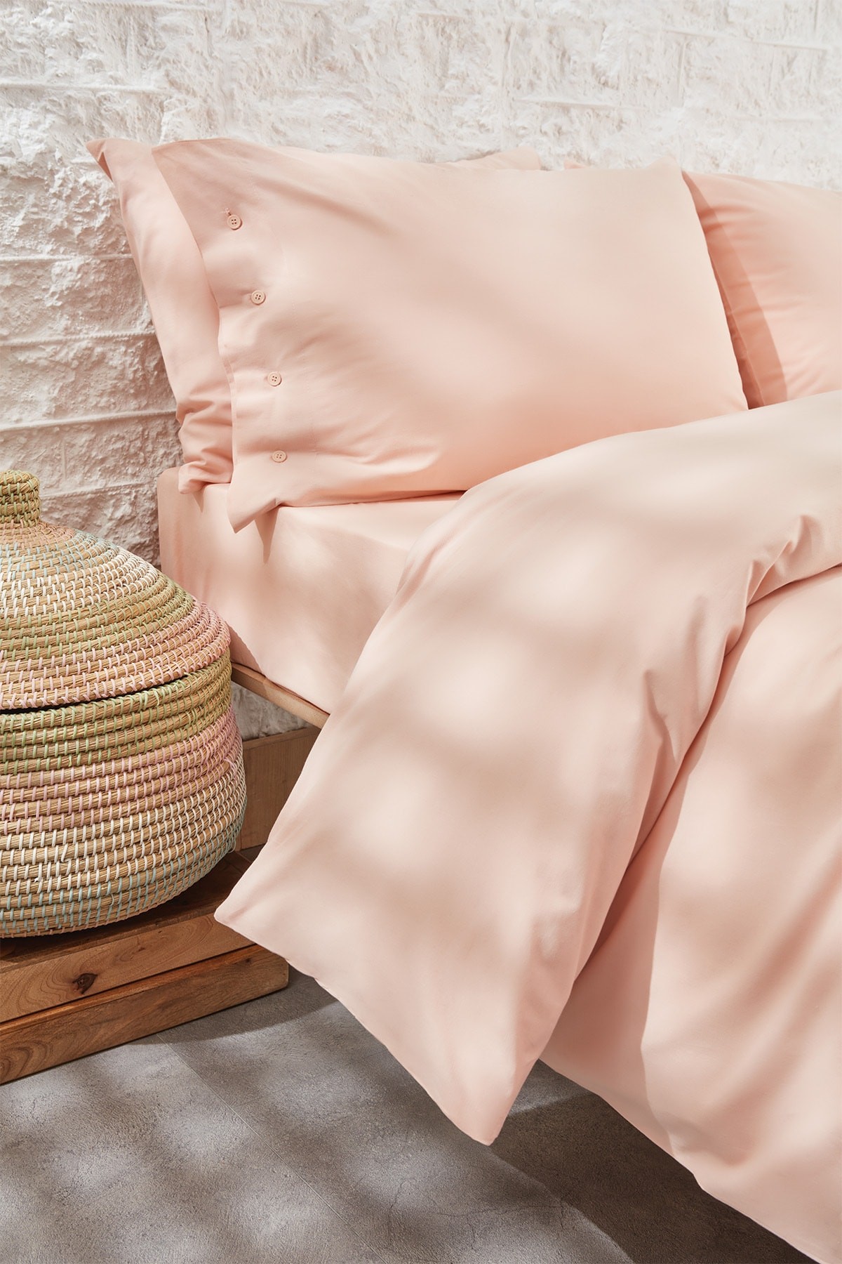 Plain Çift Kişilik Ranforce Yıkamalı Nevresim Takımı - Blush