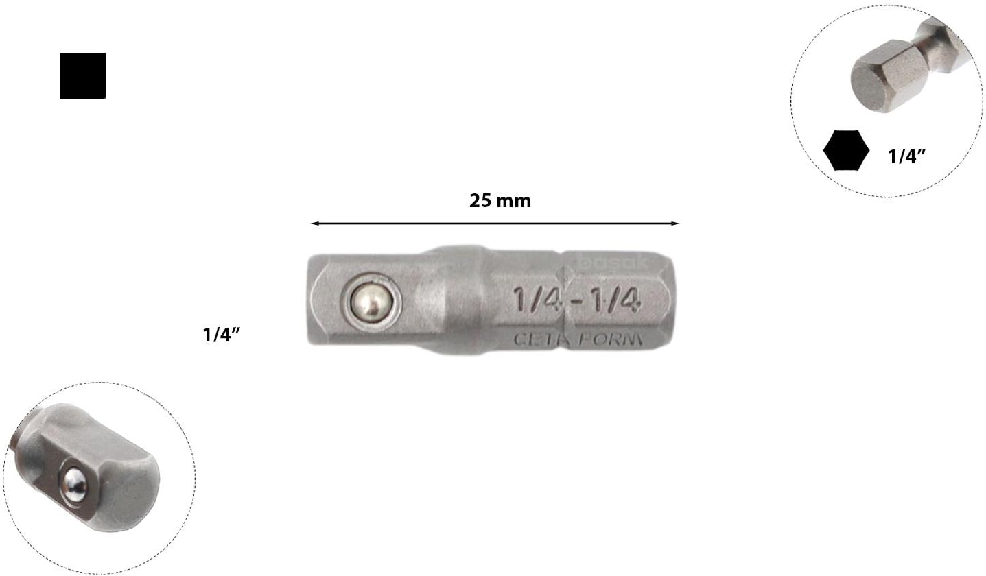 Lokma Adaptörü 1/4" - 1/4" x 25MM BT/7010