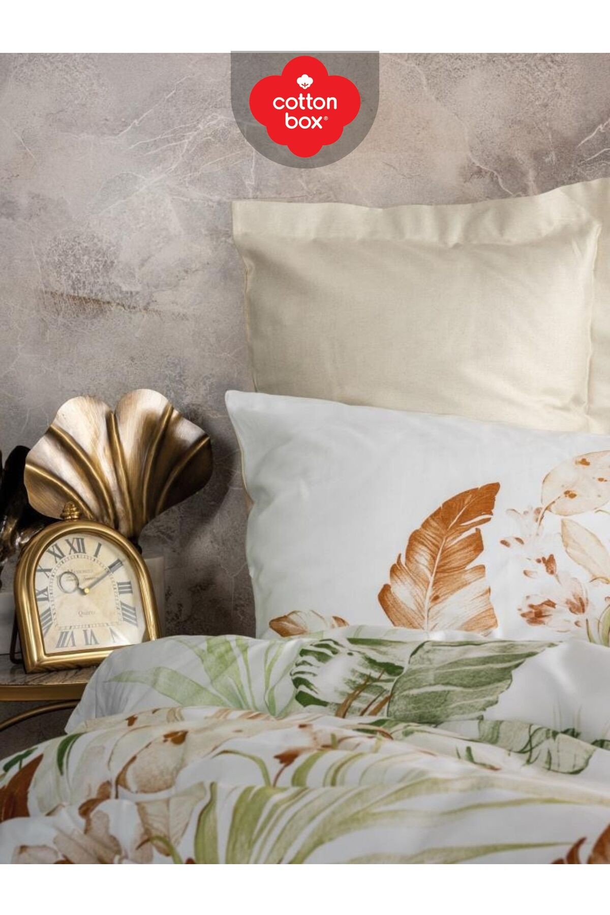Luster bej Çift Kişilik Pamuk Saten Nevresim Takımı