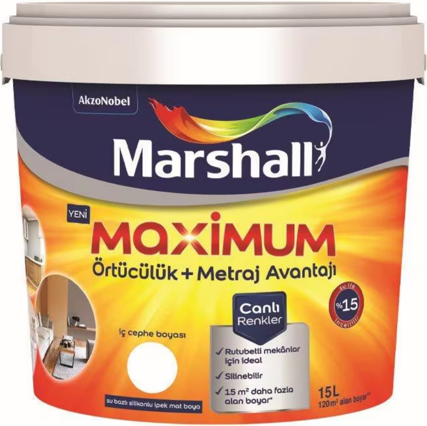 Maximum Ipek Silikonlu Silinebilir Iç Cephe Boyası 2,5 Lt