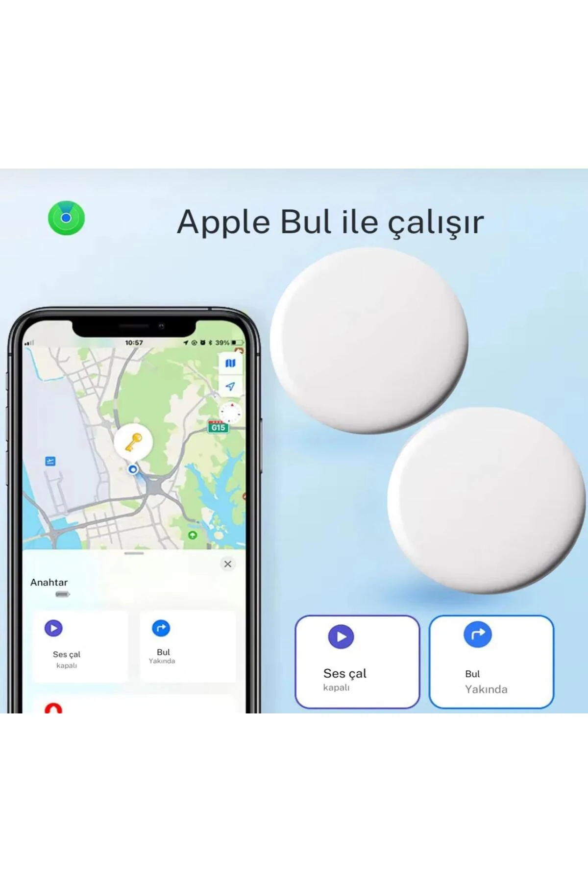 Akıllı Takip Cihazı Anahtarlık Airtag Gps İOS Bul Uygulama Taşınabilir Eşya Takip Cihazı