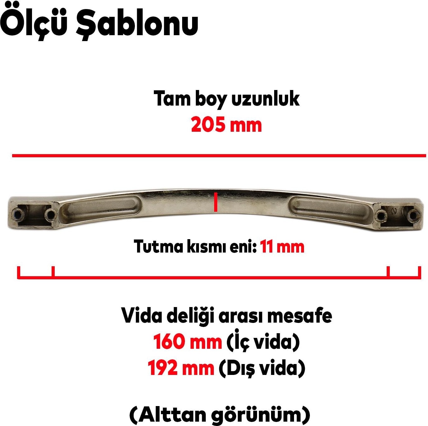 Kartaca Çekmece Mutfak Dolap Kapak Kulpu Kulbu 160-192 mm Inox Metal Kulp
