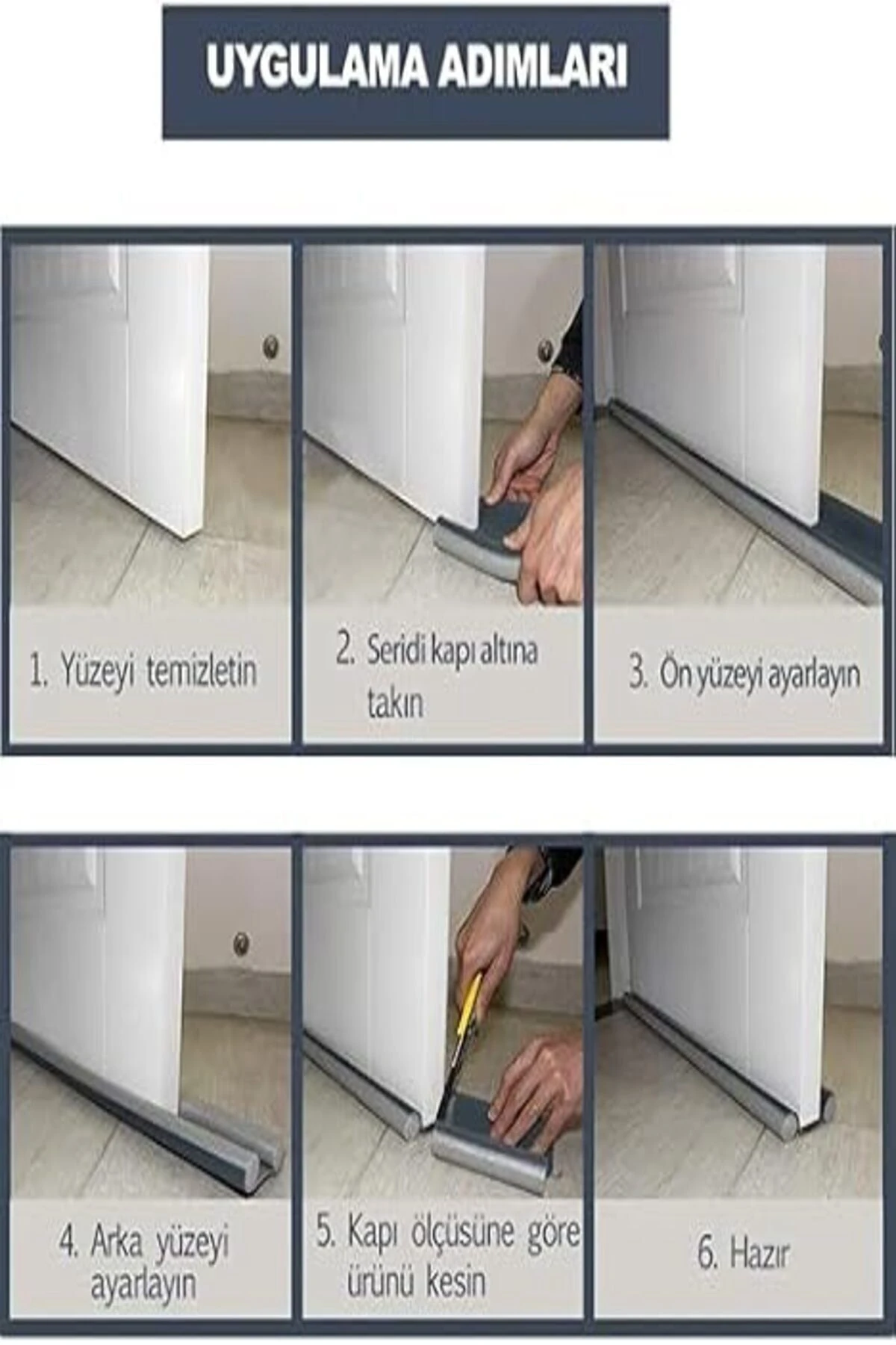 3'lü Kapı Altı İzolasyon Bandı, Isı, Toz ve Soğuk Önleyici Siyah Renkli