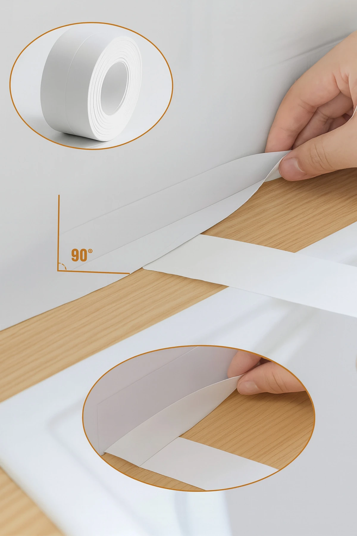 Su ve Yağ Geçirmez Kendinden Yapışkanlı Köşe Bant – Mutfak & Banyo Koruyucu Şerit