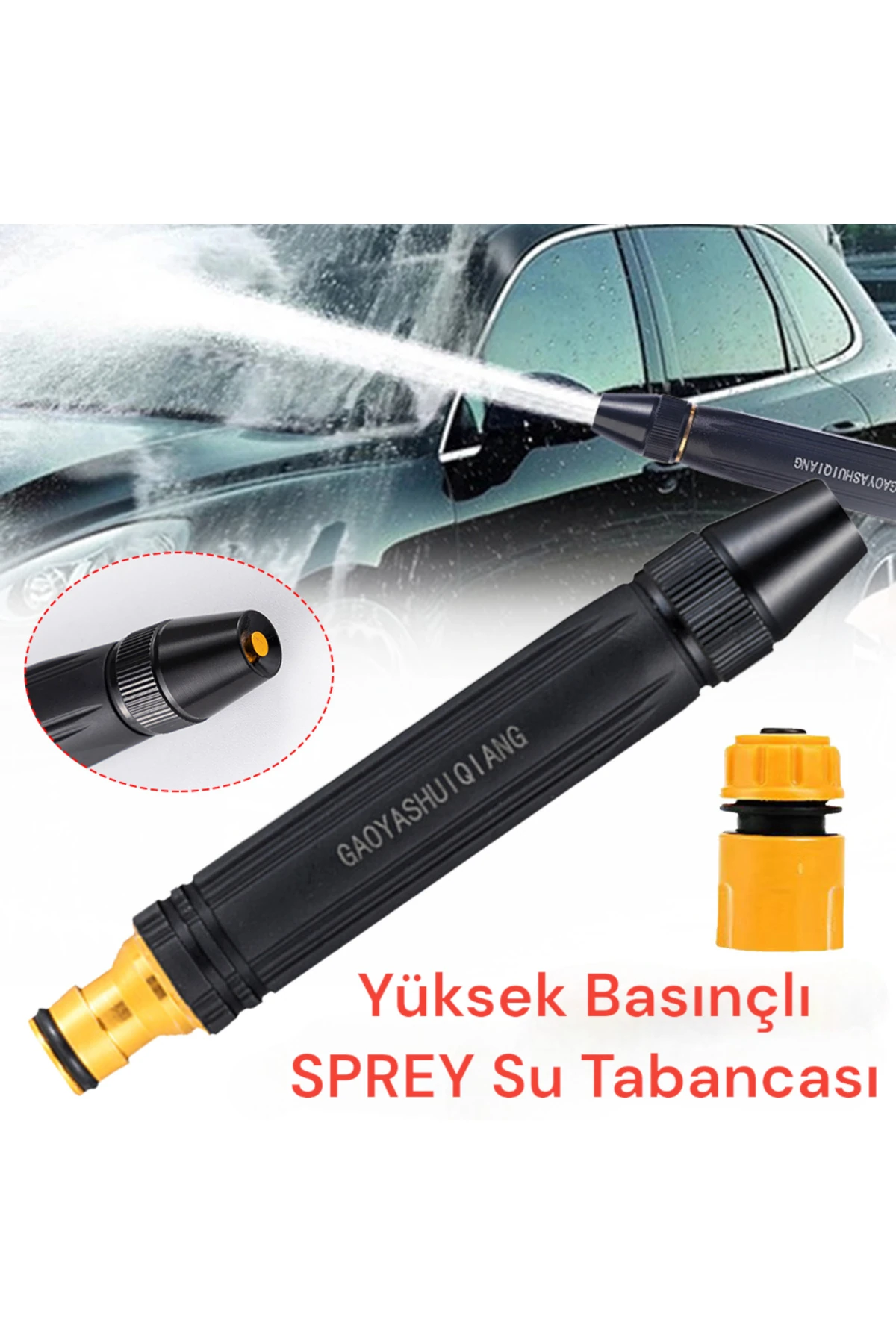 Yüksek Basınçlı Yıkama Ayarlanabilir Sprey Su Tabancası Hortum Ucu Aparat Başlık