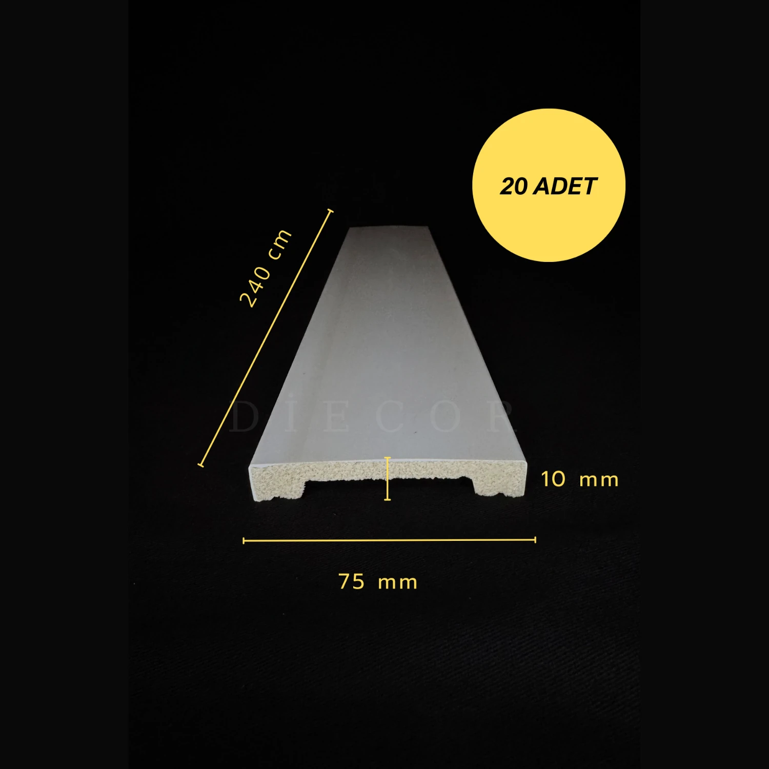 Dekoratif Boyanabilir 20 Adet 7,5 cm Polistren Duvar Çıtası
