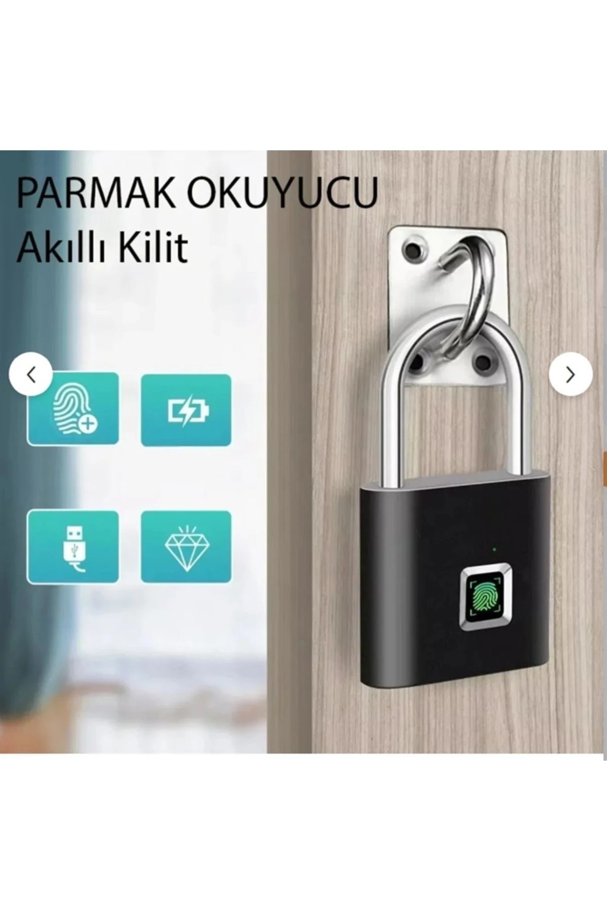 Anahtarsız şarjlı parmak izi okuyuculu akıllı asma kilit, Şarjlı asma kilit