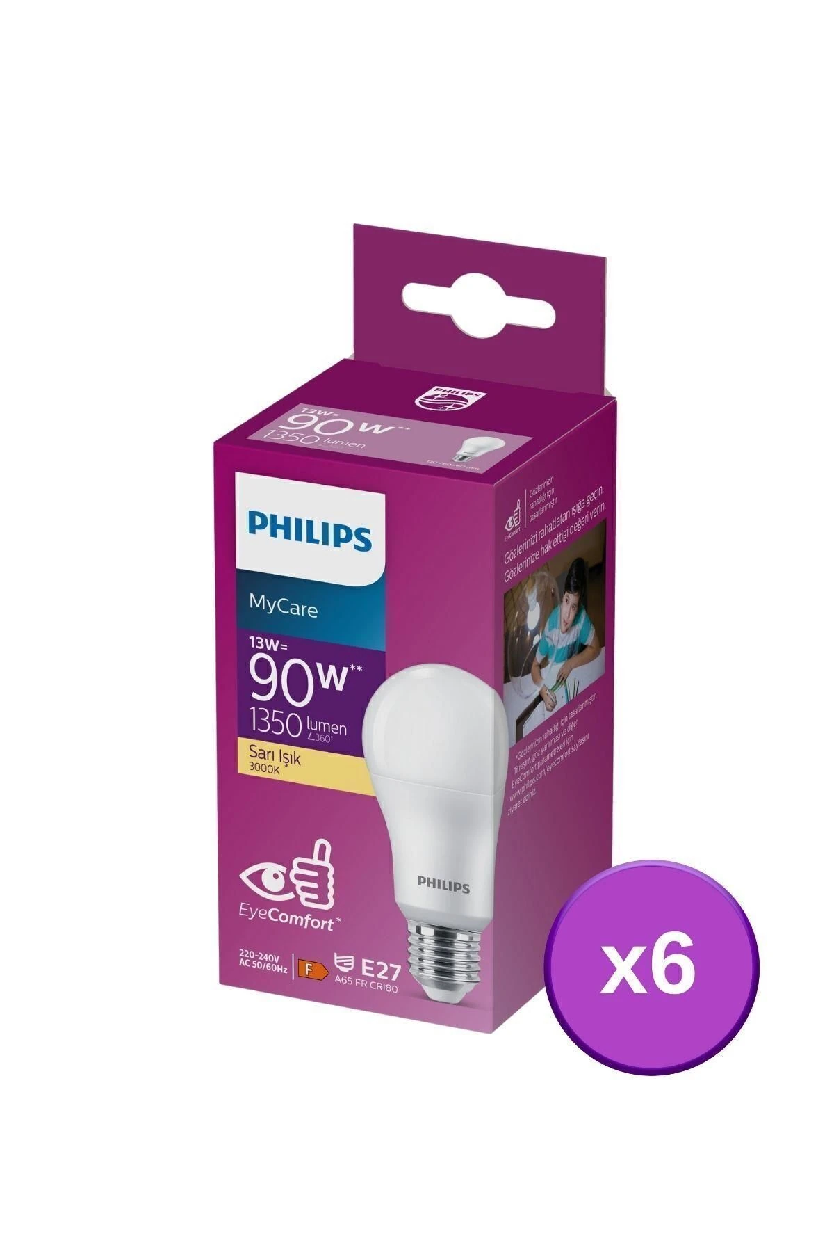 Led 13w Ampul 3000k Sarı Işık 6lı
