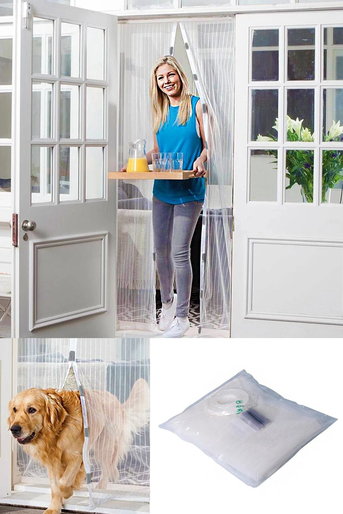 Mıknatıslı Pencere Kapı Sinekliği Sineklik Tülü Perde 60x210 Cm