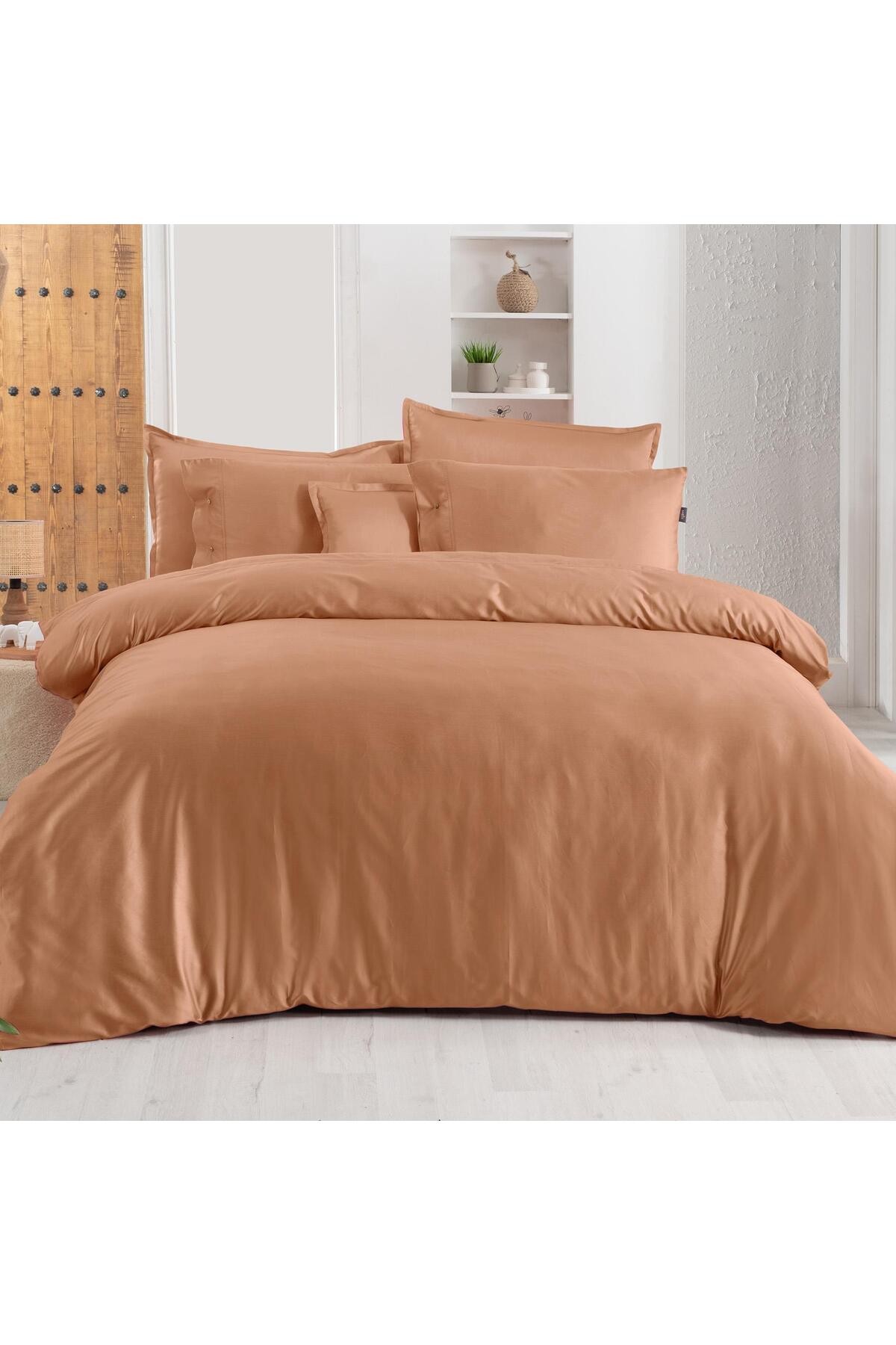 Monochrome Salmon %100 Pamuk Saten ''300 TC" Nevresim Takımı TK v12