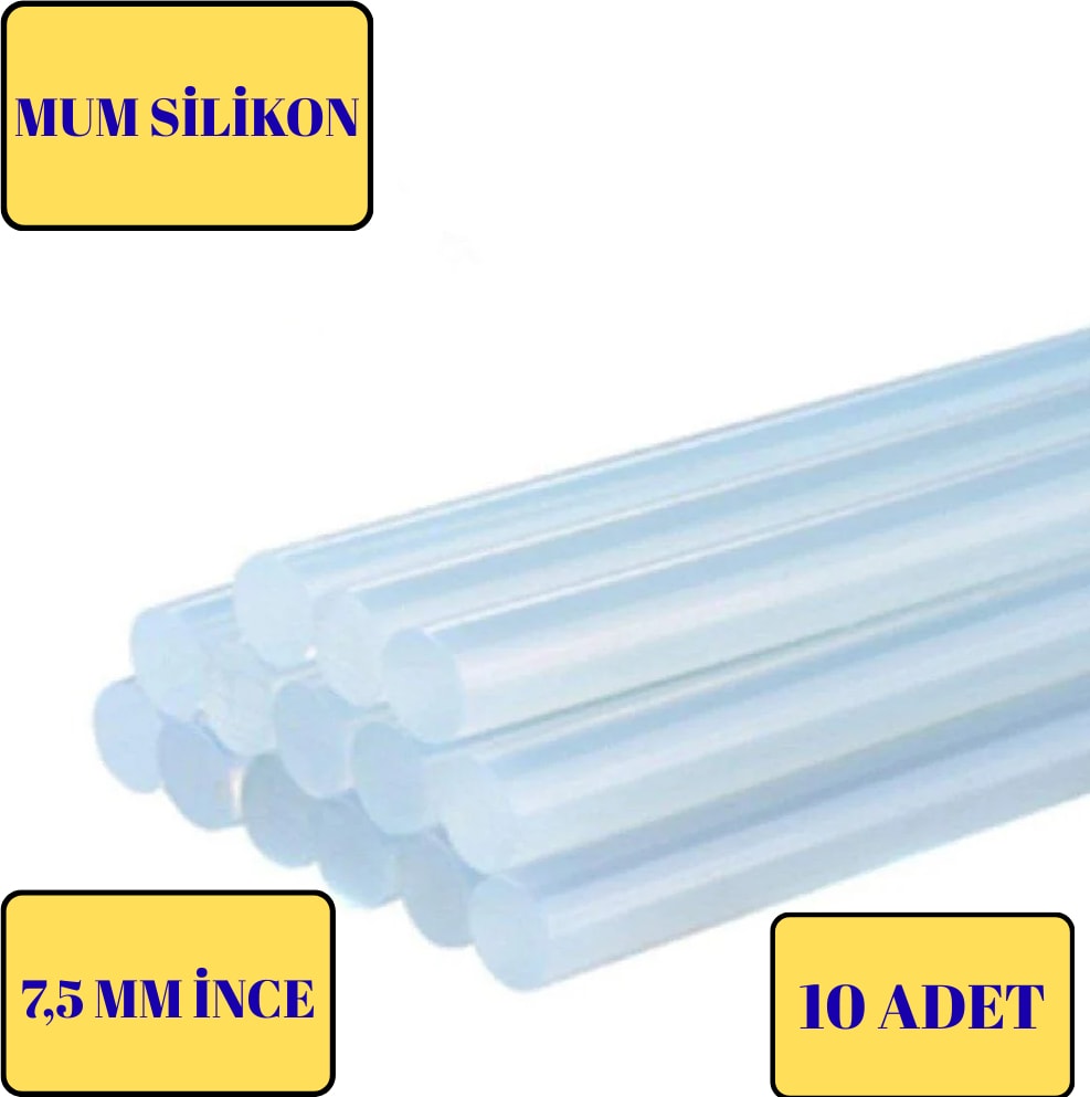 Ince Şeffaf Sıcak Mum Silikon 7.5mm 30CM 10 Adet  Marka