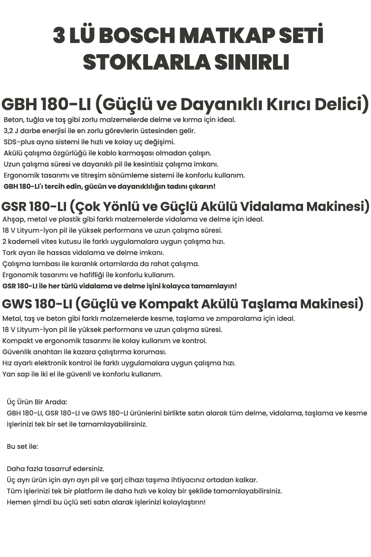 3'lu hesaplı matkap seti el aletleri ( 2 adet 4.0 ah akülü)