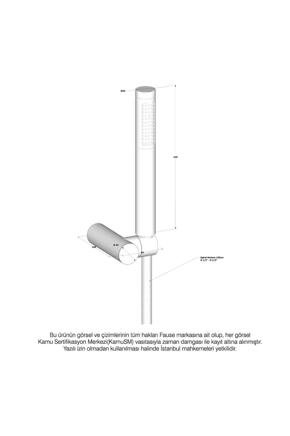 Mafsallı El Duş Takımı Pirinç Başlık Gold