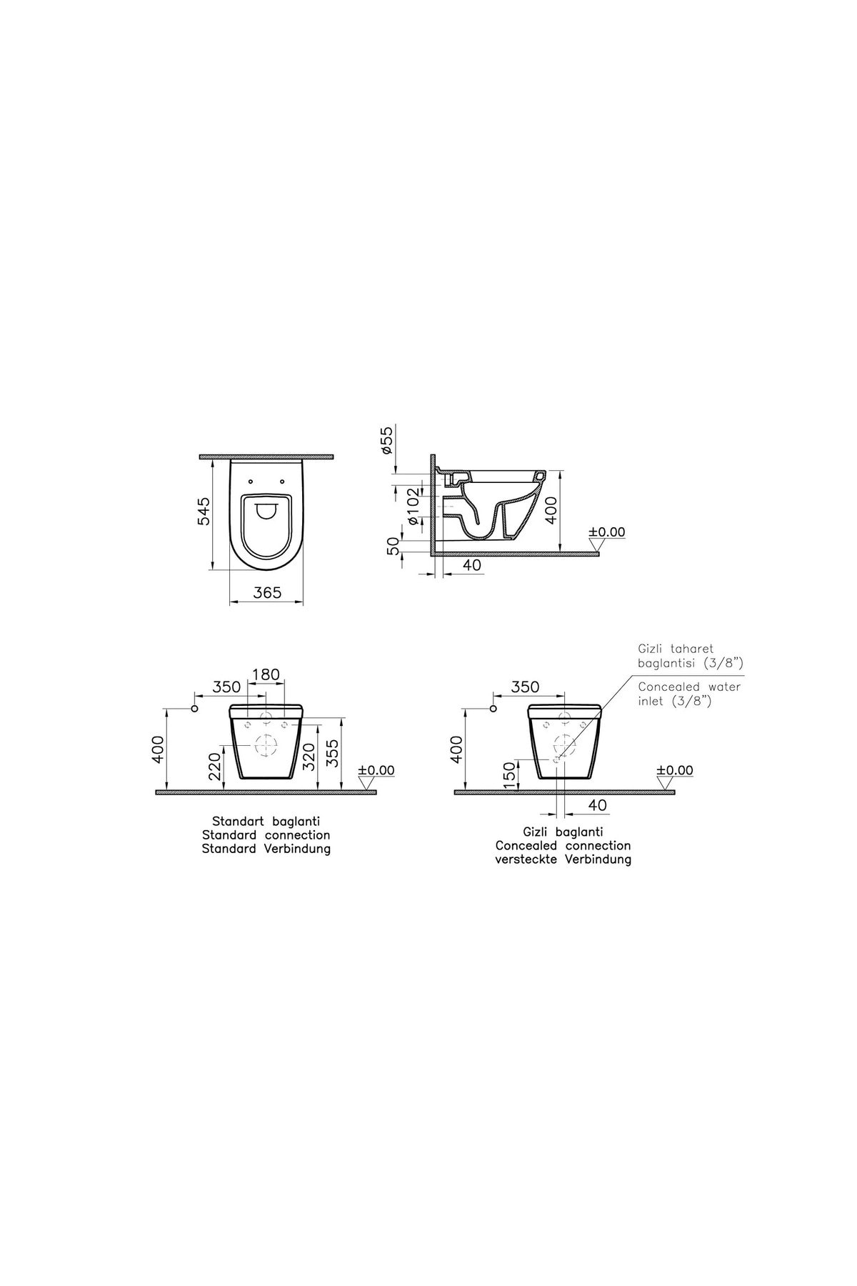 S50 Asma Klozet 5618L003-0850, Vitra Universal Soft Klozet Kapağı 121-003-909