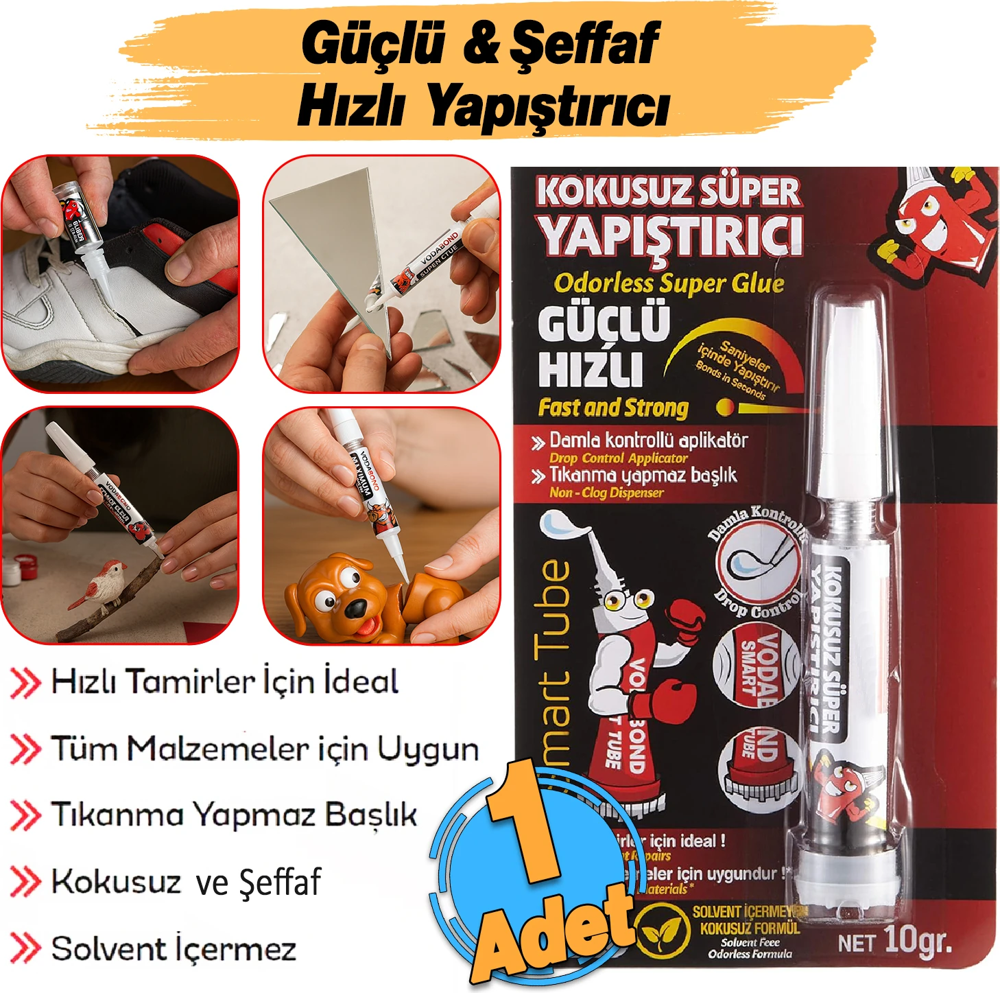 Kokusuz Süper Yapıştırıcı Çok Amaçlı Hızlı Kuruyan Şeffaf Renk Çabuk Donar Japon Yapıştırıcı 1 Adet