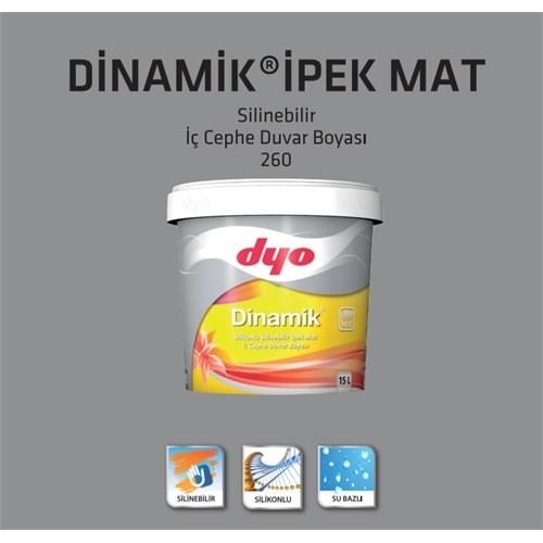 Dinamik Silikonlu Silinebilir İpek Mat İç Cephe Duvar Boyası 15 Lt. - 5579 Vizon