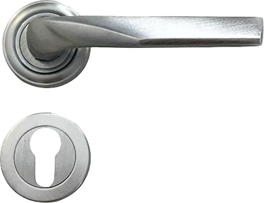 Söğüt Saten Krom Rozetli Pirinç Yale Çelik Kapı Kolu, Lüks, Paslanmaz, Şık ve Uzun Ömürlü 1 Takım