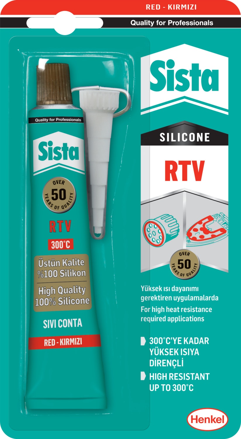 Sista Rtv Silikon Sıvı Conta (300° C) Kırmızı 50 gr