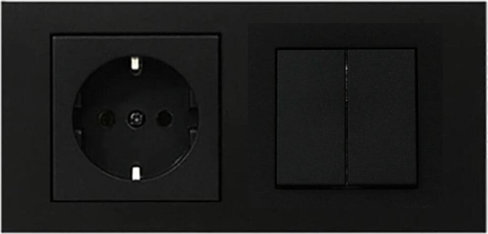 Grano Siyah Topraklı Priz + Komütatör (Ikili) Anahtar Set